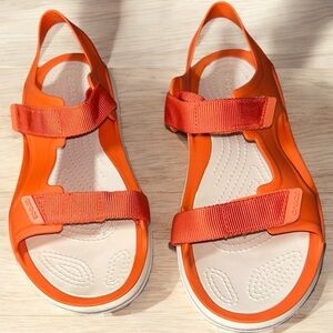 Crocs Swiftwater Expedition  Sandals - Wm's Size 10 Orange Over White